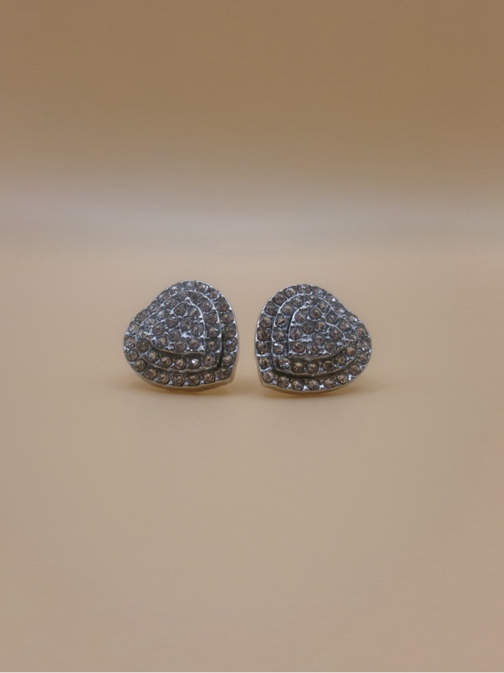 Silvery Heart Stud Earrings